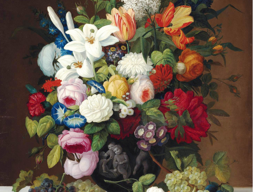 Still Life with Flowers and Fruit jigsaw puzzle in Flowers puzzles on TheJigsawPuzzles.com