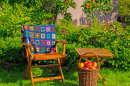 Garden Furniture and Granny Square Blanket