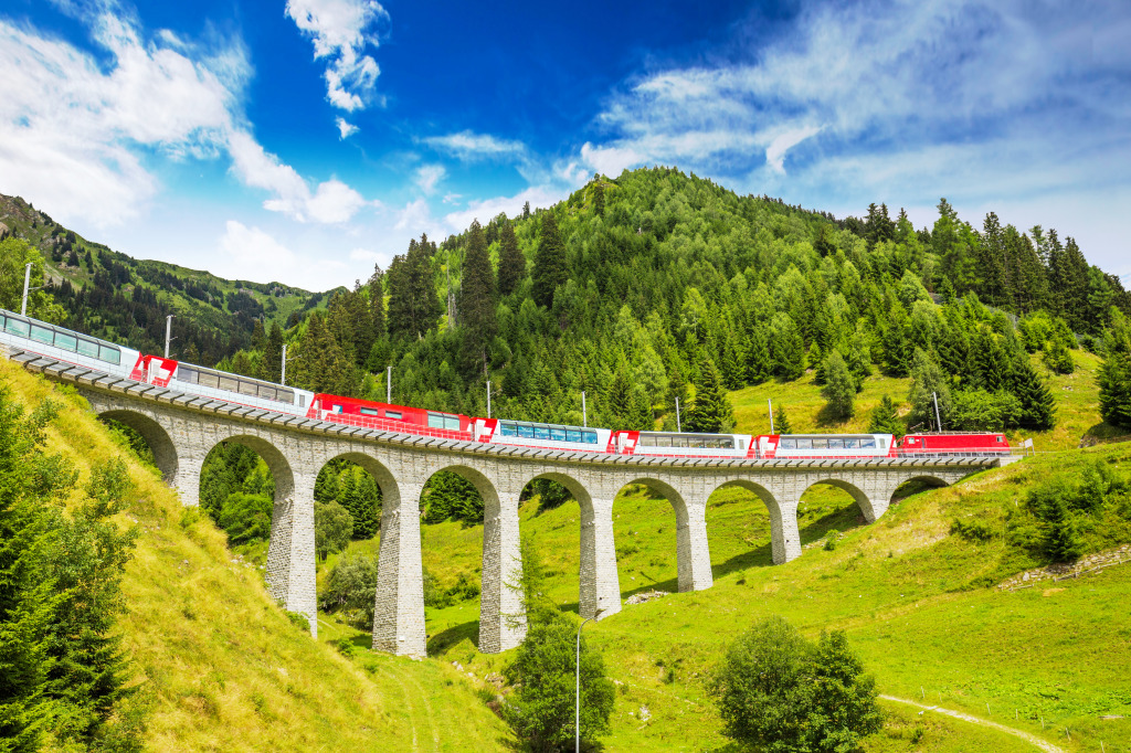 Viaduct over Landwasser River, Switzerland jigsaw puzzle in Bridges puzzles on TheJigsawPuzzles.com