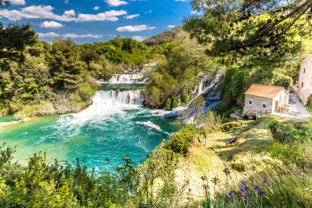 Skradinski Buk Wasserfall, Kroatien jigsaw puzzle in Wasserfälle puzzles on TheJigsawPuzzles.com