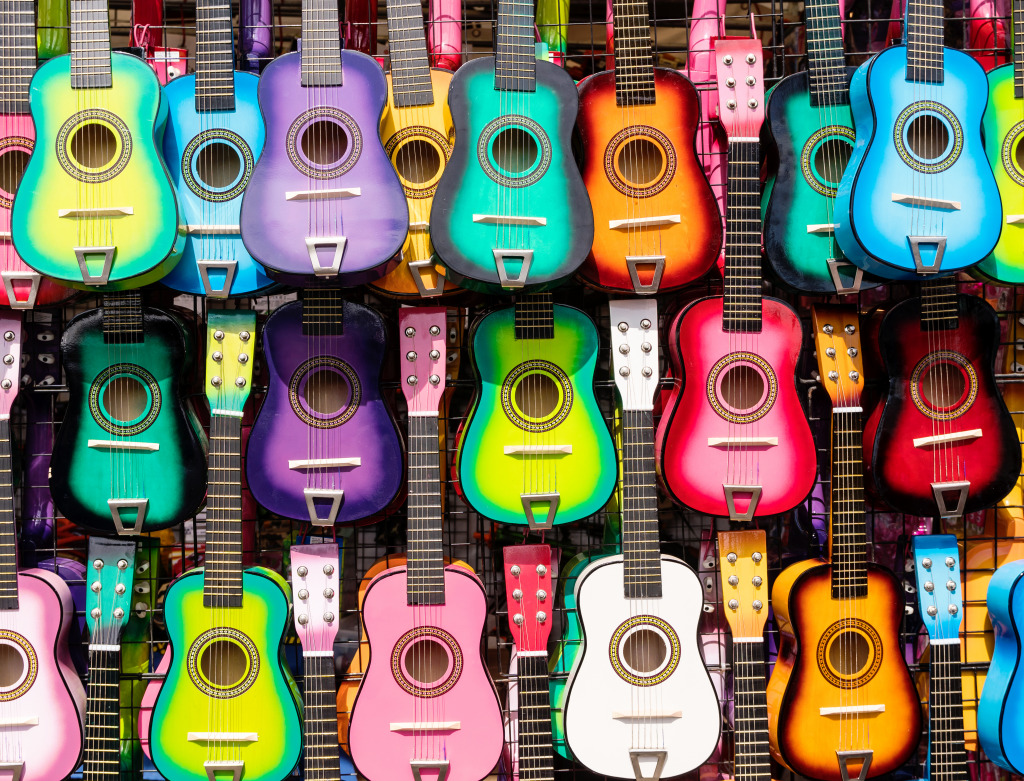 Colorful Guitars jigsaw puzzle in Puzzle of the Day puzzles on TheJigsawPuzzles.com