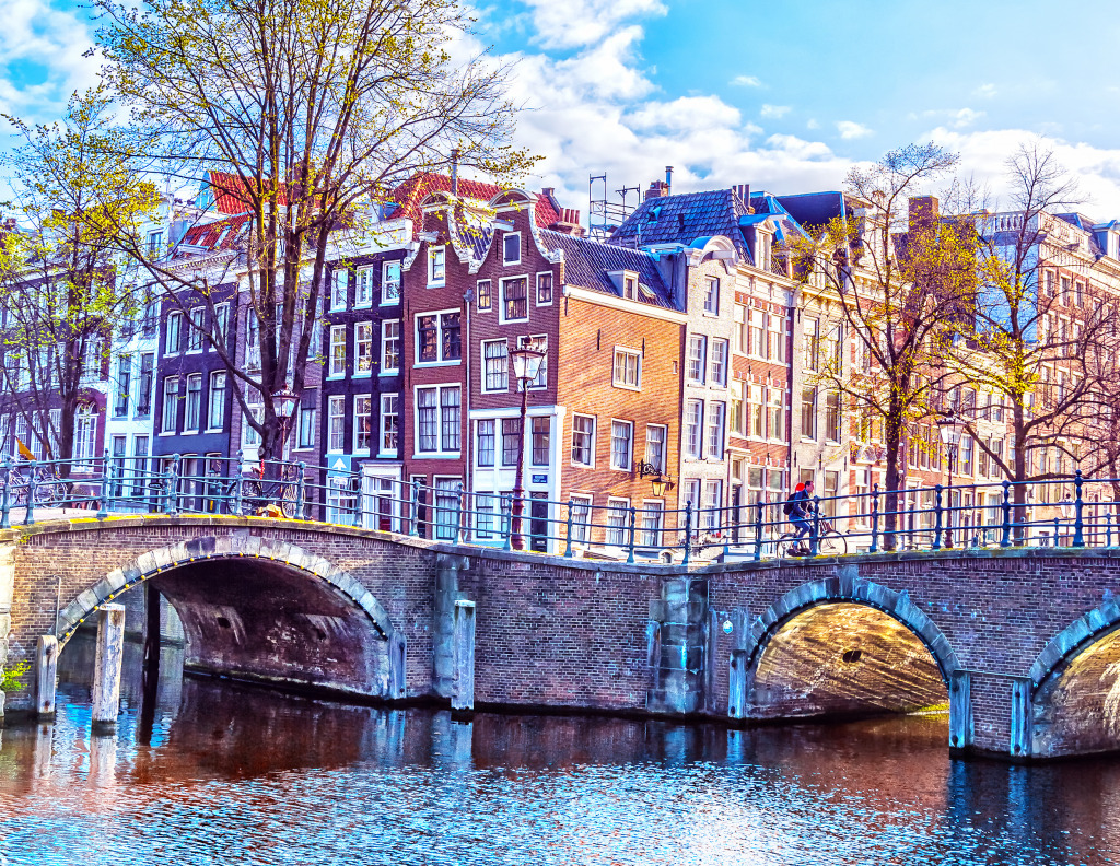 Canaux d'Amsterdam, Les Pays-Bas jigsaw puzzle in Ponts puzzles on TheJigsawPuzzles.com