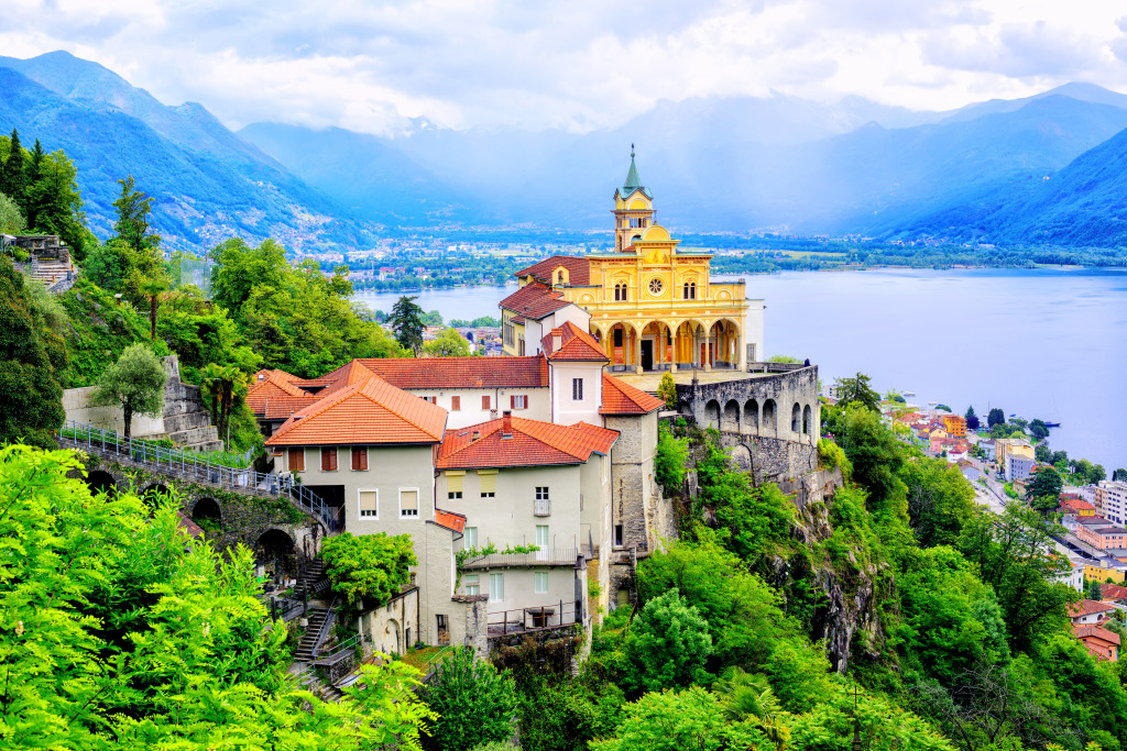 Madonna Del Sasso Church, Locarno, Switzerland jigsaw puzzle in Puzzle of the Day puzzles on TheJigsawPuzzles.com