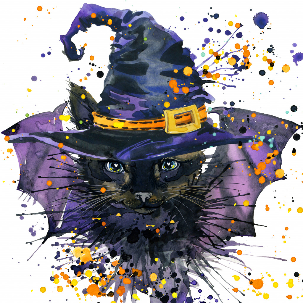 Кошка-ведьма jigsaw puzzle in Хэллоуин puzzles on TheJigsawPuzzles.com