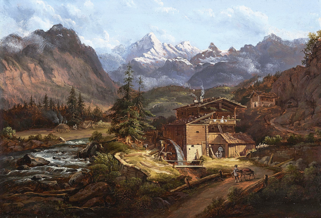 Mill in a Mountain Landscape jigsaw puzzle in Piece of Art puzzles on TheJigsawPuzzles.com