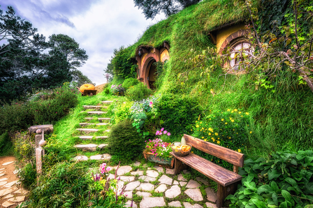 Bilbo Baggins Home, Hobbiton, New Zealand jigsaw puzzle in Puzzle of the Day puzzles on TheJigsawPuzzles.com