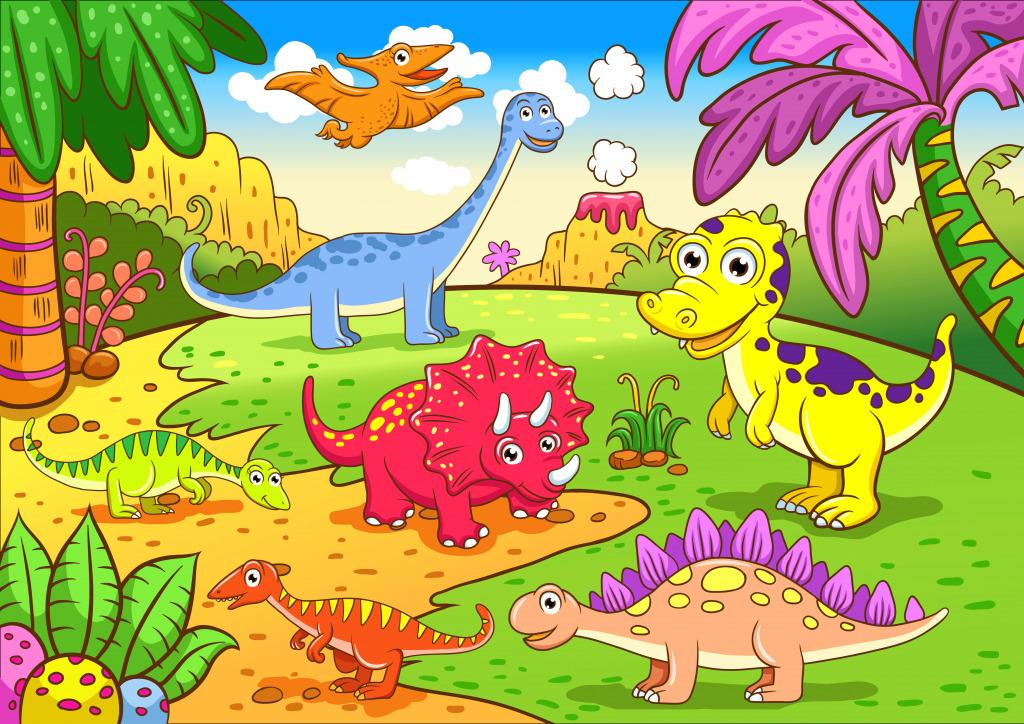 Happy Dinosaurs jigsaw puzzle in Animals puzzles on TheJigsawPuzzles.com