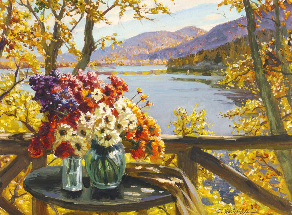 Flowers by the Lake jigsaw puzzle in Flowers puzzles on TheJigsawPuzzles.com