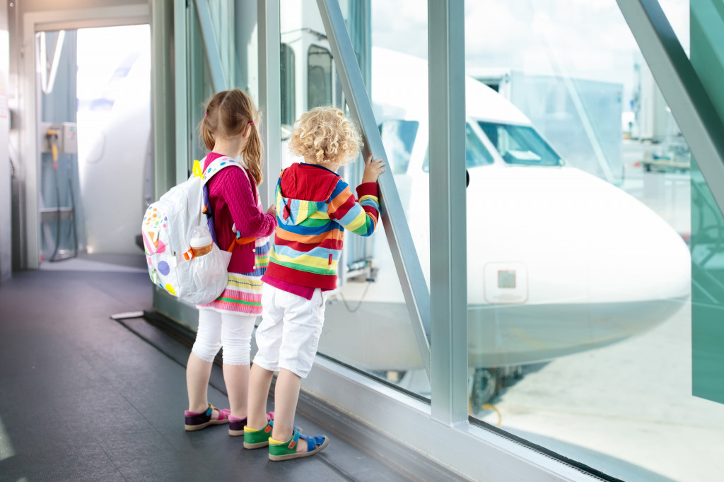 Kids at the Airport jigsaw puzzle in Aviation puzzles on TheJigsawPuzzles.com