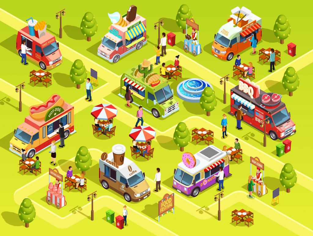 Street Food Trucks jigsaw puzzle in Puzzle of the Day puzzles on TheJigsawPuzzles.com