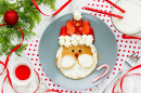 Santa Pancakes with Strawberries and Cream