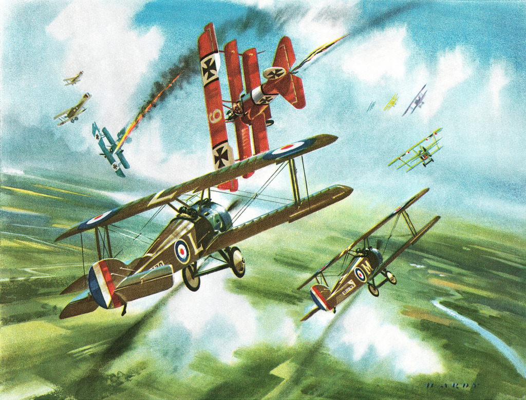 Primeira Guerra Mundial – Sopwith Camels Atacando jigsaw puzzle in Aviação puzzles on TheJigsawPuzzles.com