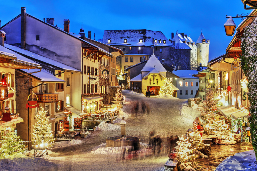 Christmas in Gruyeres, Switzerland jigsaw puzzle in Street View puzzles on TheJigsawPuzzles.com