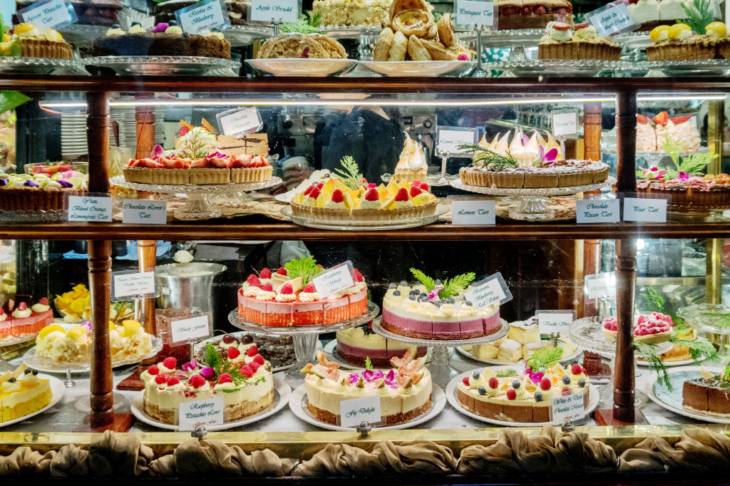Cake Display in a Patisserie Shop jigsaw puzzle in Puzzle of the Day puzzles on TheJigsawPuzzles.com