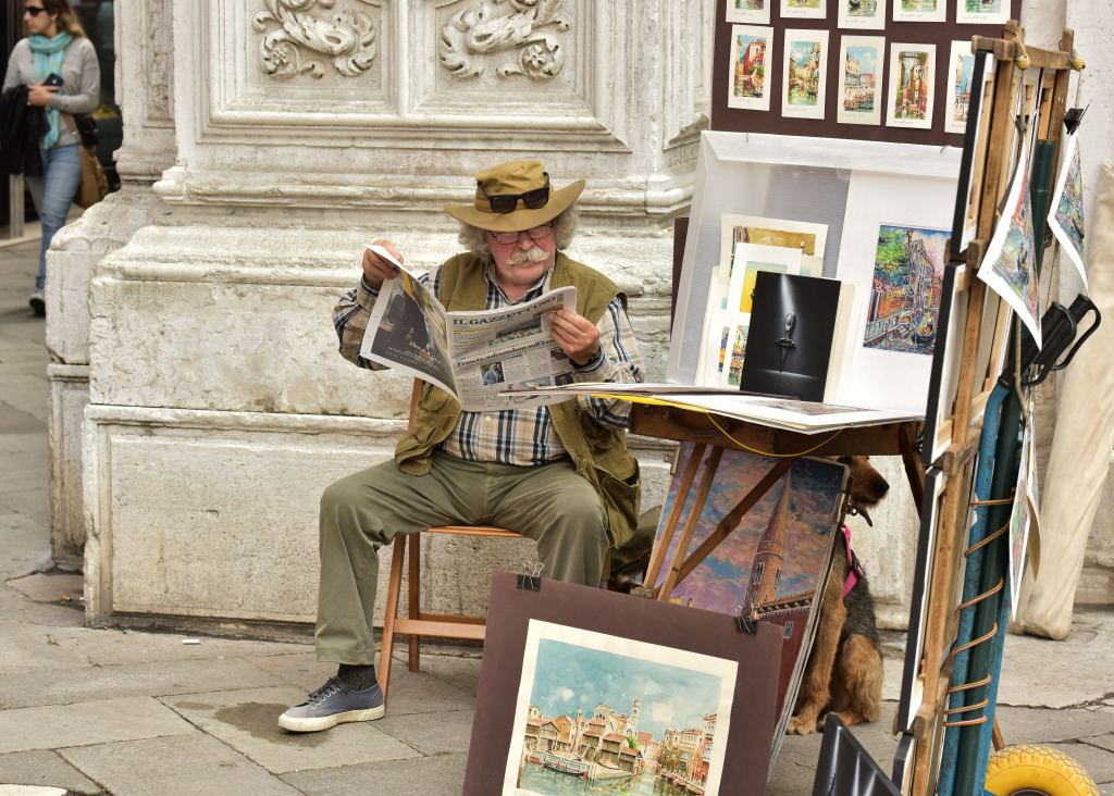 Street Artist in Venice jigsaw puzzle in People puzzles on TheJigsawPuzzles.com