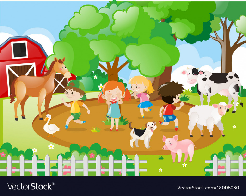 kids-and-farm-animals-in-the-farm-vector-18006030 jigsaw puzzle in Judy Langille puzzles on TheJigsawPuzzles.com