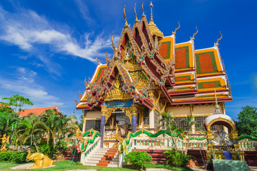 Wat Plai Laem Temple, Thailand jigsaw puzzle in Puzzle of the Day puzzles on TheJigsawPuzzles.com