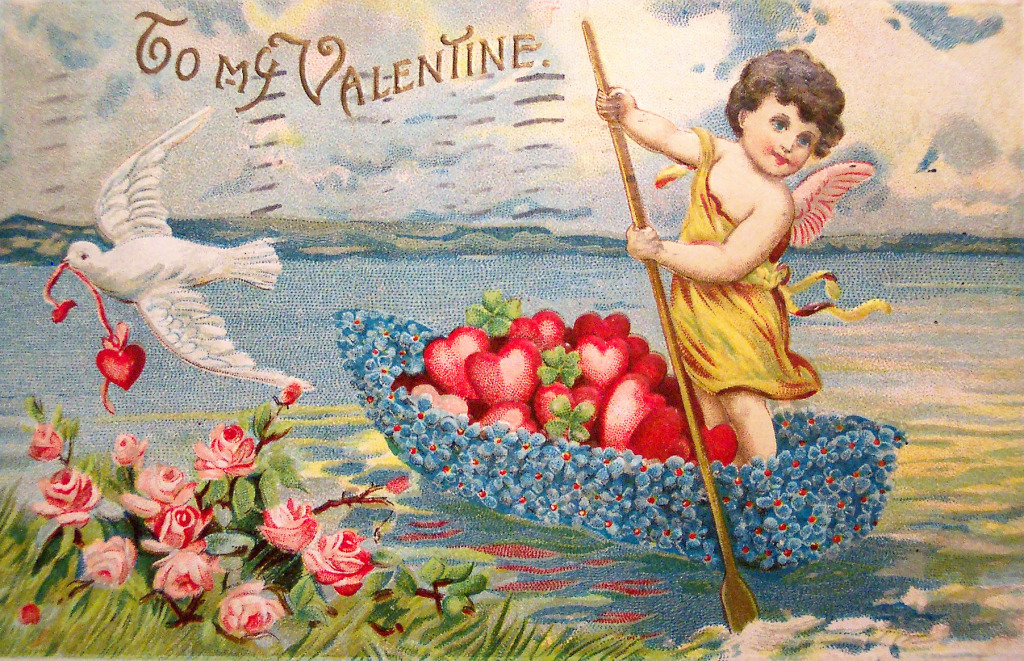 Carte postale ancienne pour la Saint-Valentin jigsaw puzzle in Saint Valentin puzzles on TheJigsawPuzzles.com