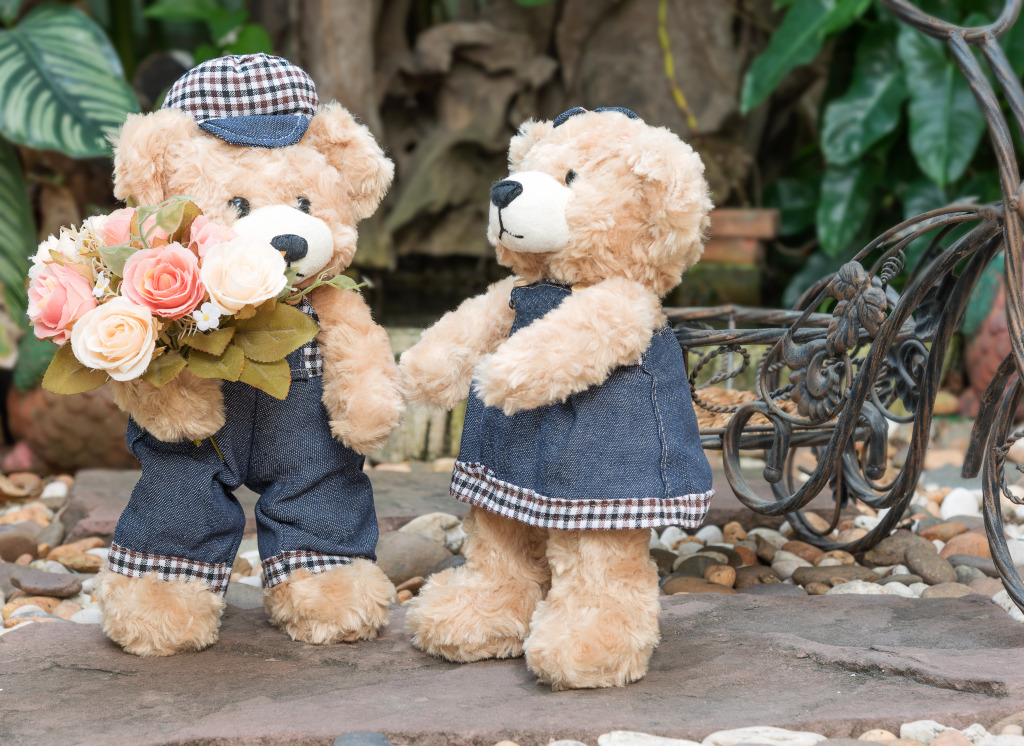 Couple Teddy Bears jigsaw puzzle in Valentine's Day puzzles on TheJigsawPuzzles.com