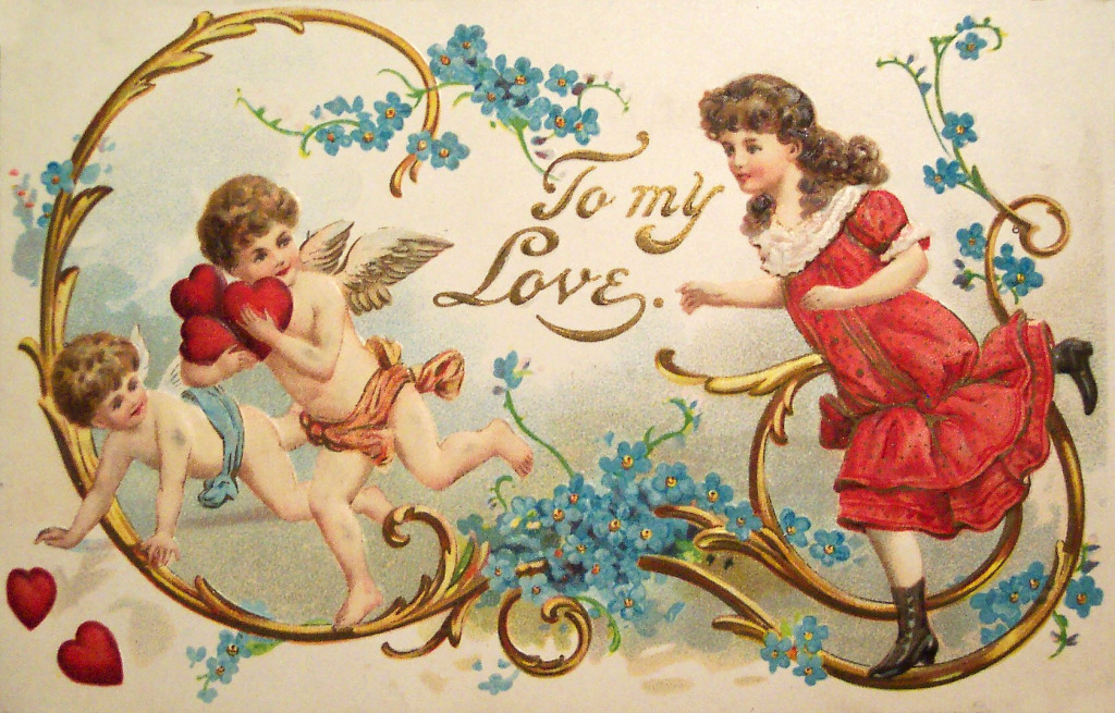 Vintage Valentine's Day Postcard jigsaw puzzle in Valentine's Day puzzles on TheJigsawPuzzles.com