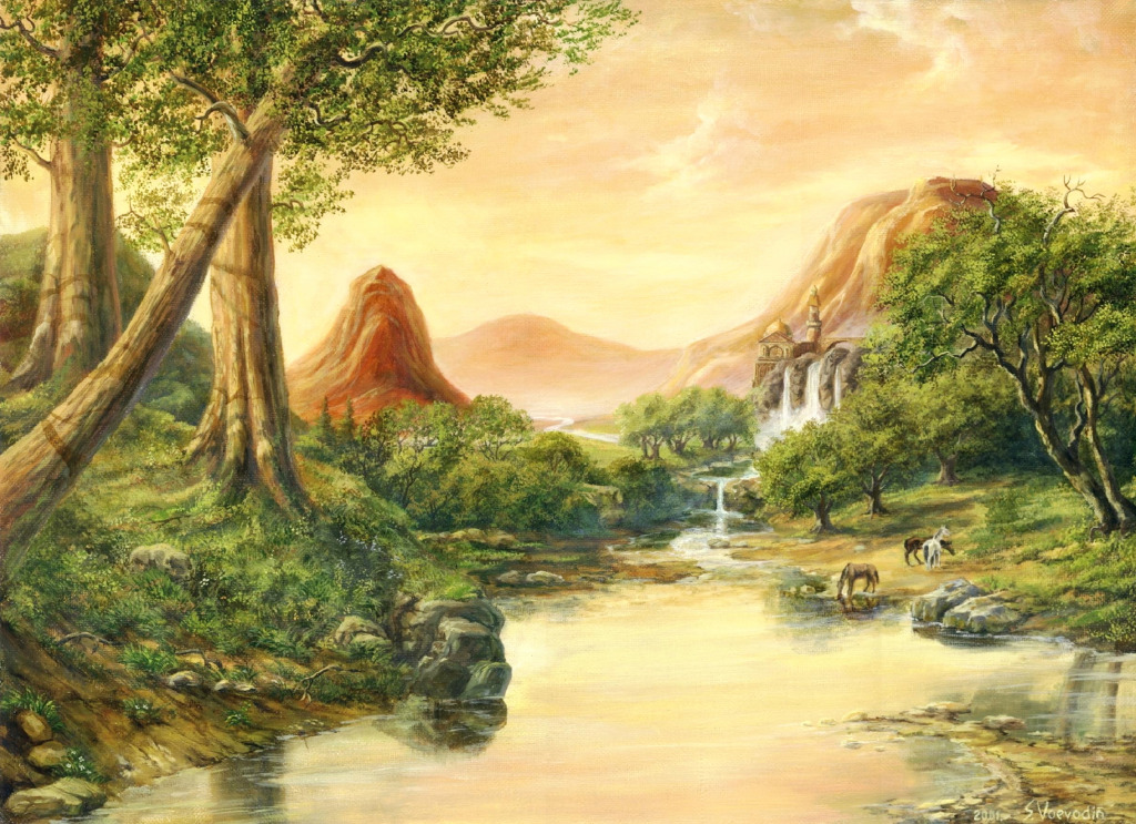 Sunset jigsaw puzzle in Waterfalls puzzles on TheJigsawPuzzles.com