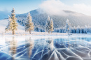 Frozen Lake in Carpathian Mountains