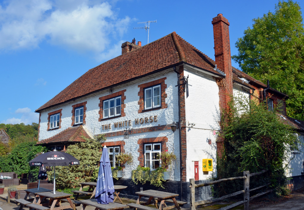 White Horse Pub, Hascombe, England jigsaw puzzle in Puzzle des Tages puzzles on TheJigsawPuzzles.com