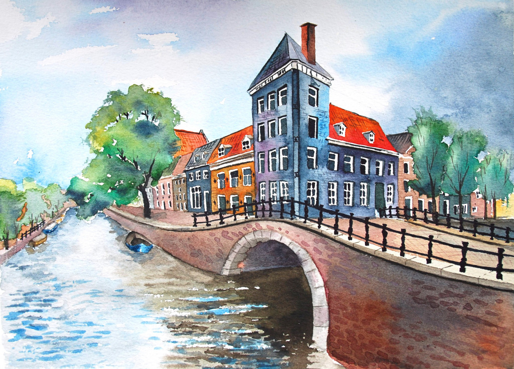 Дом у моста, Амстердам jigsaw puzzle in Мосты puzzles on TheJigsawPuzzles.com