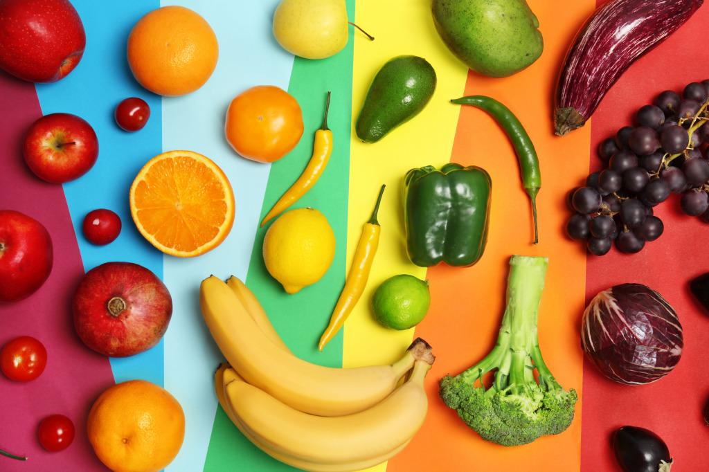 Rainbow of Fresh Vegetables and Fruits jigsaw puzzle in Puzzle of the Day puzzles on TheJigsawPuzzles.com