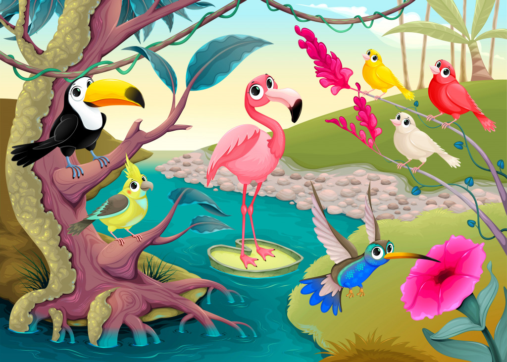 Oiseaux tropicaux dans la Jungle jigsaw puzzle in Animaux puzzles on TheJigsawPuzzles.com