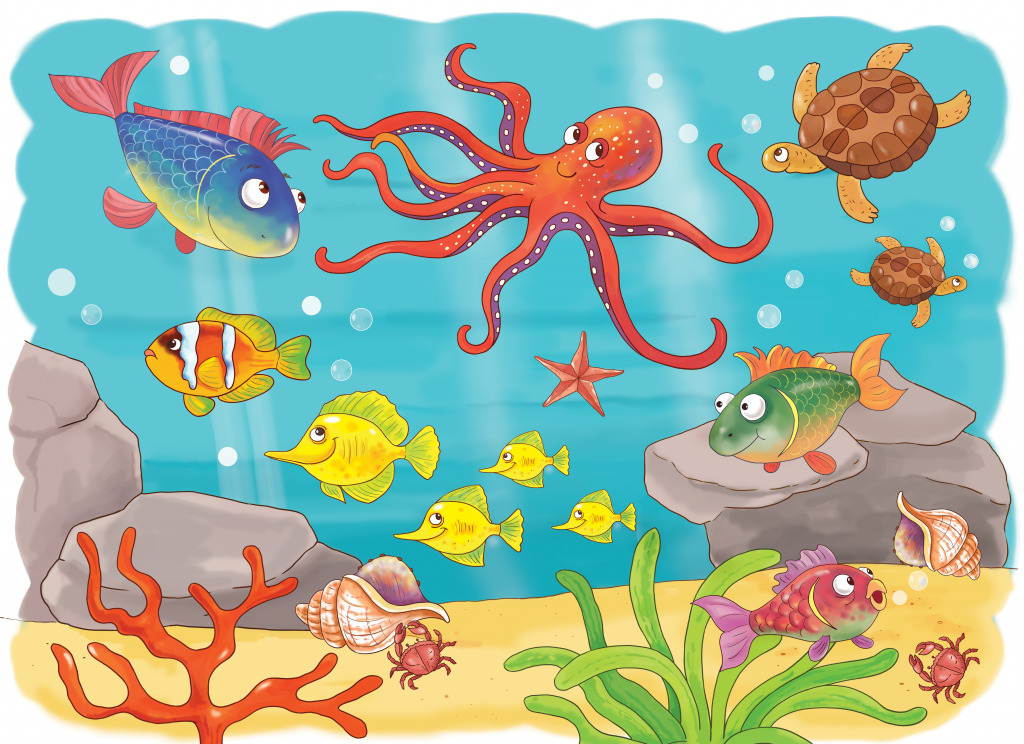 Подводные персонажи jigsaw puzzle in Подводный мир puzzles on TheJigsawPuzzles.com