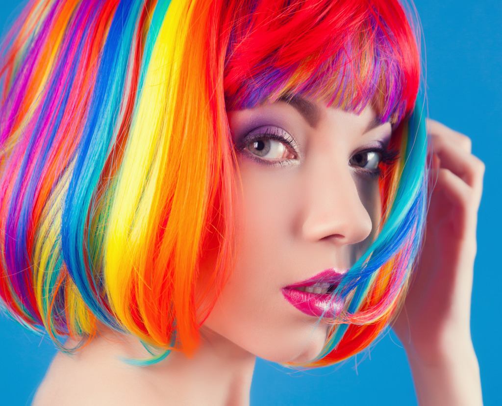 Woman in a Colorful Wig jigsaw puzzle in Macro puzzles on TheJigsawPuzzles.com