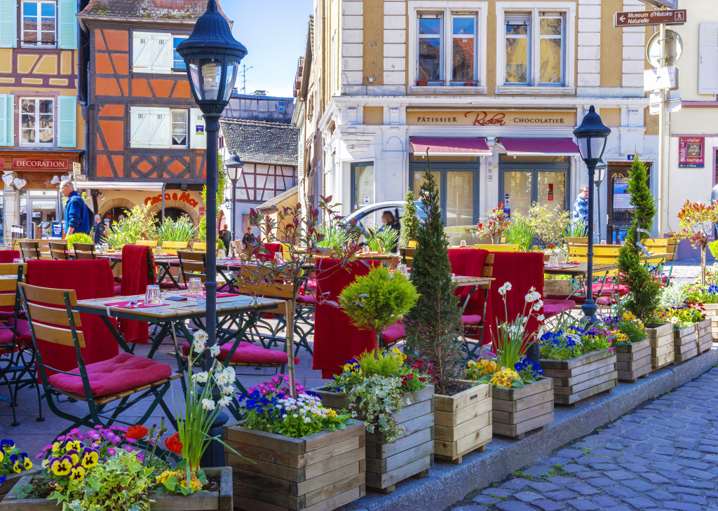 Street Cafe In Colmar France Jigsaw Puzzle In Food Bakery Puzzles On 