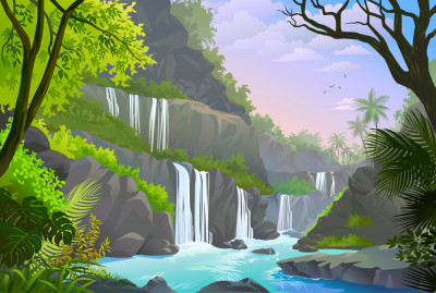 Landscape with a Waterfall jigsaw puzzle in Waterfalls puzzles on ...