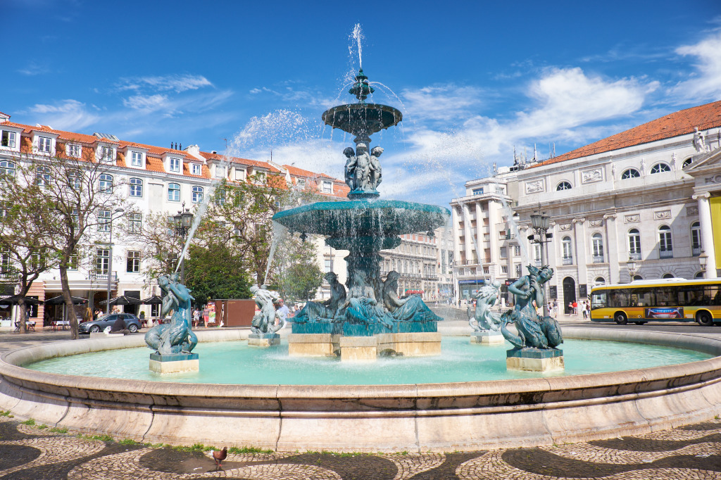 Rossio, Lissabon, Portugal jigsaw puzzle in Wasserfälle puzzles on TheJigsawPuzzles.com