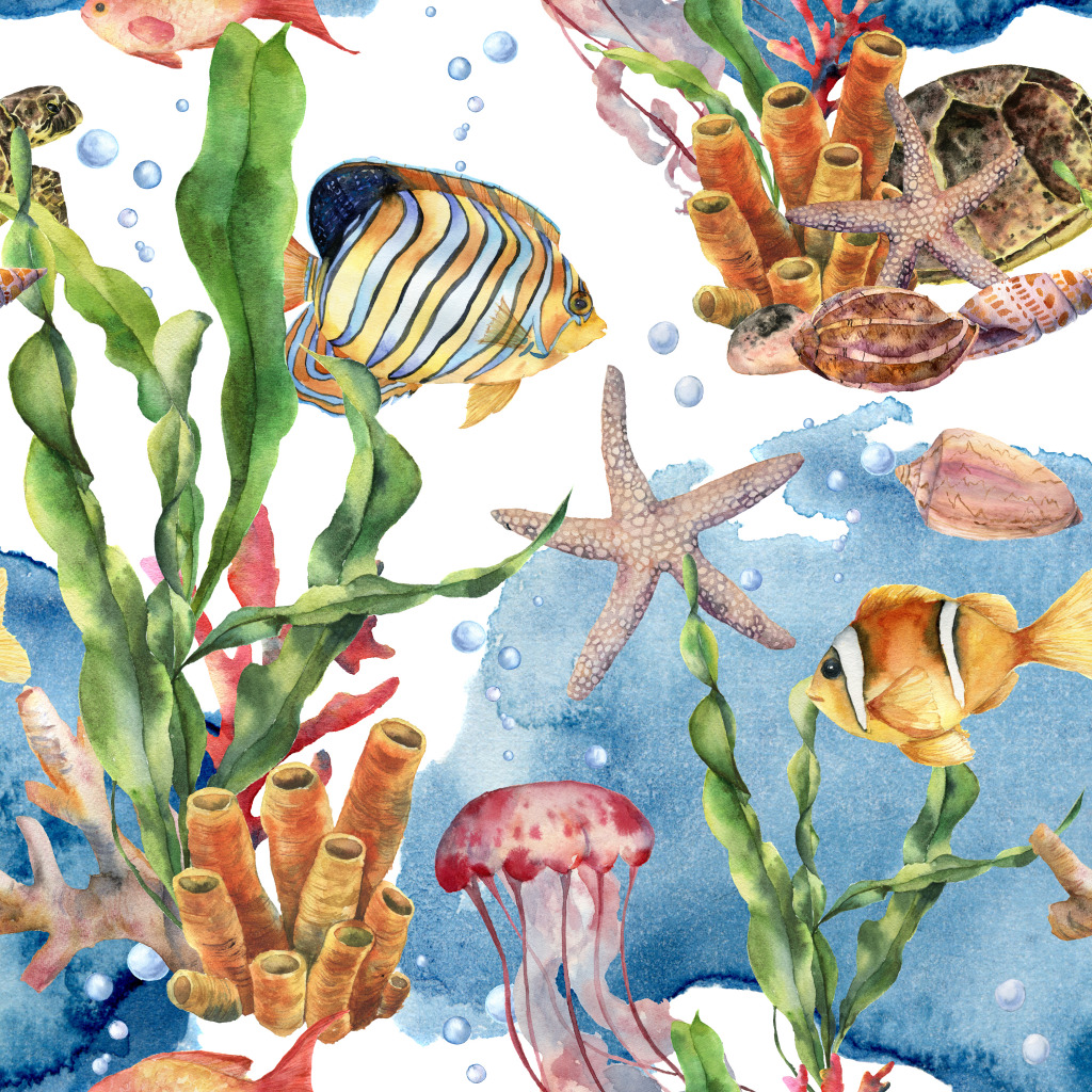 Watercolor Coral Reef jigsaw puzzle in Under the Sea puzzles on TheJigsawPuzzles.com