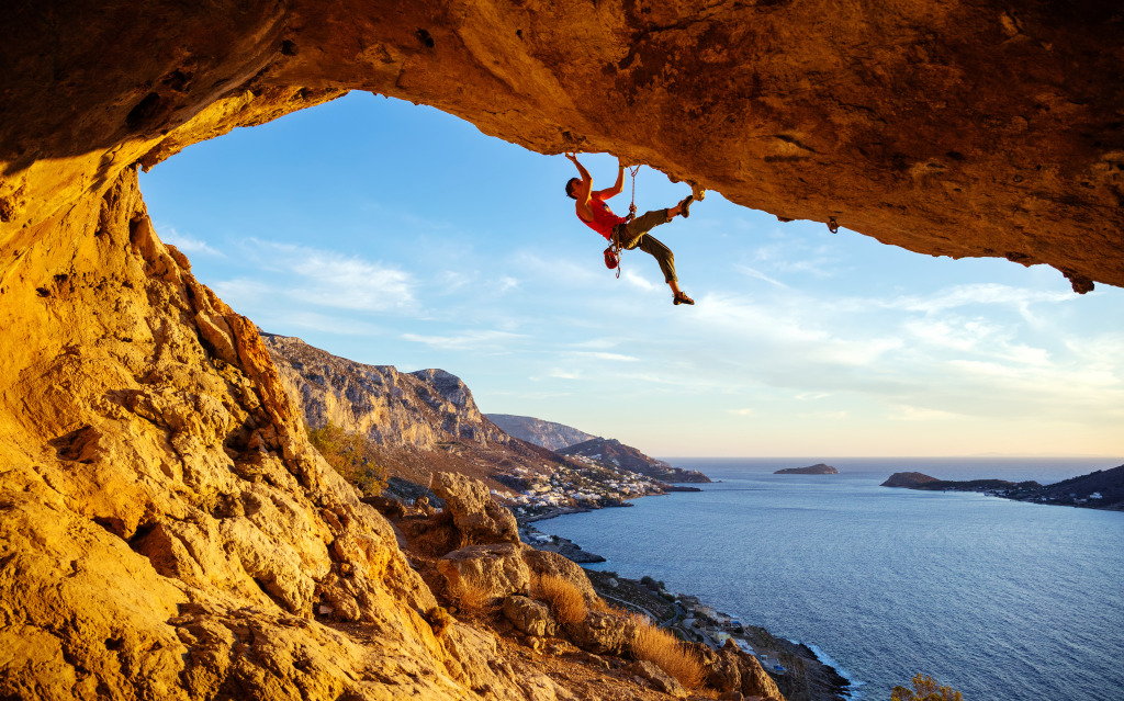 Climber on an Overhanging Rock jigsaw puzzle in Great Sightings puzzles on TheJigsawPuzzles.com