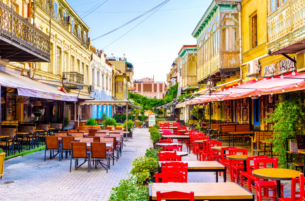 Street Cafe in Tbilisi, Georgia jigsaw puzzle in Food & Bakery puzzles on TheJigsawPuzzles.com