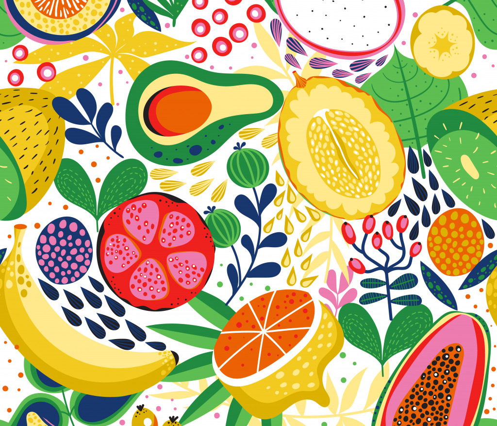 Tropical Fruit Pattern jigsaw puzzle in Fruits & Veggies puzzles on TheJigsawPuzzles.com