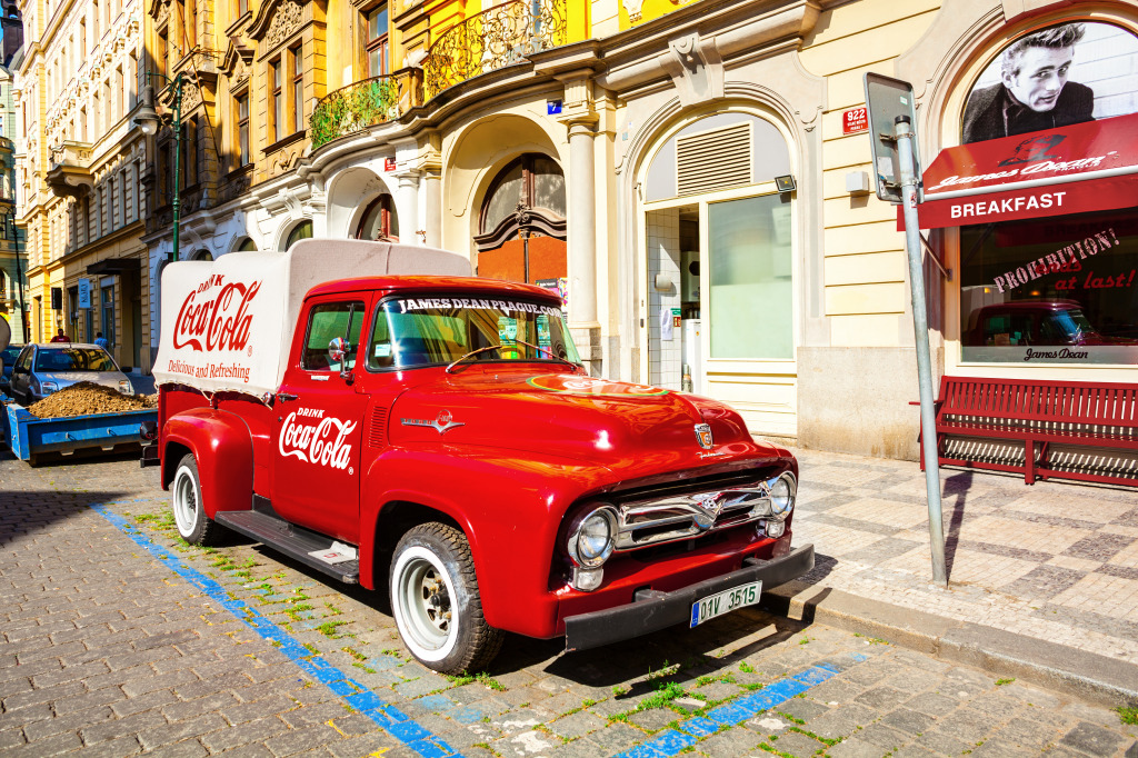 1956 Ford F-100 in Prague, Czech Republic jigsaw puzzle in Cars & Bikes puzzles on TheJigsawPuzzles.com