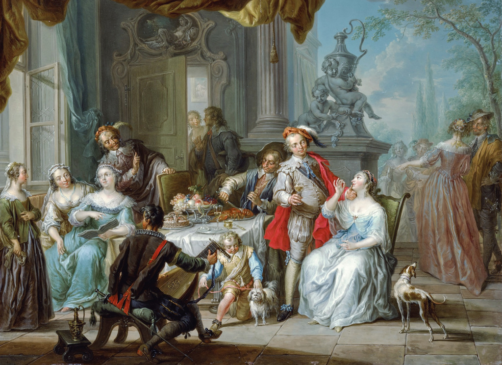 Elegant Company Feasting on a Terrace jigsaw puzzle in Piece of Art puzzles on TheJigsawPuzzles.com