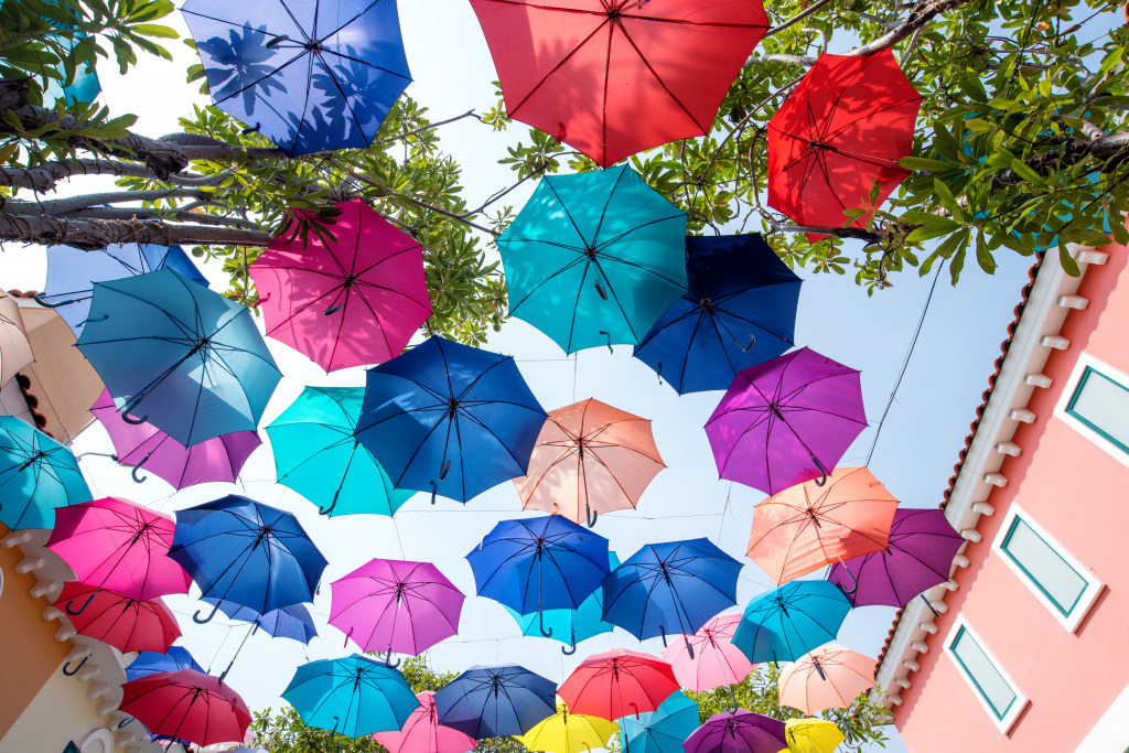 Colorful Umbrellas, Agueda, Portugal jigsaw puzzle in Puzzle of the Day puzzles on TheJigsawPuzzles.com