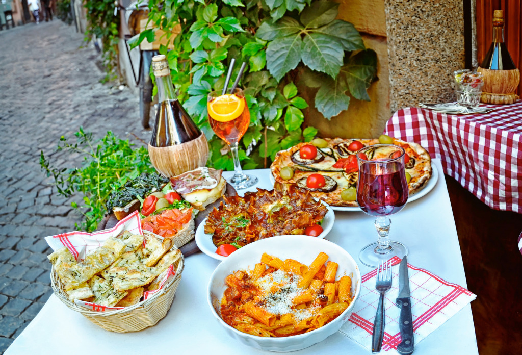 Street Restaurant in Rome jigsaw puzzle in Food & Bakery puzzles on TheJigsawPuzzles.com