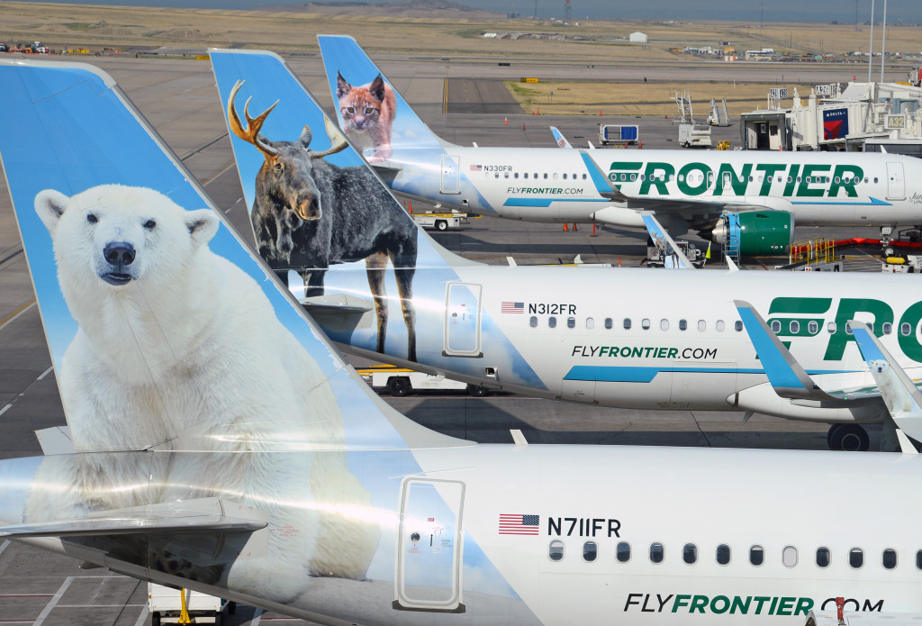 Frontier Airlines Flugzeuge in Denver jigsaw puzzle in Luftfahrt puzzles on TheJigsawPuzzles.com