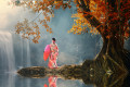 Kimono Girl at the Waterfall