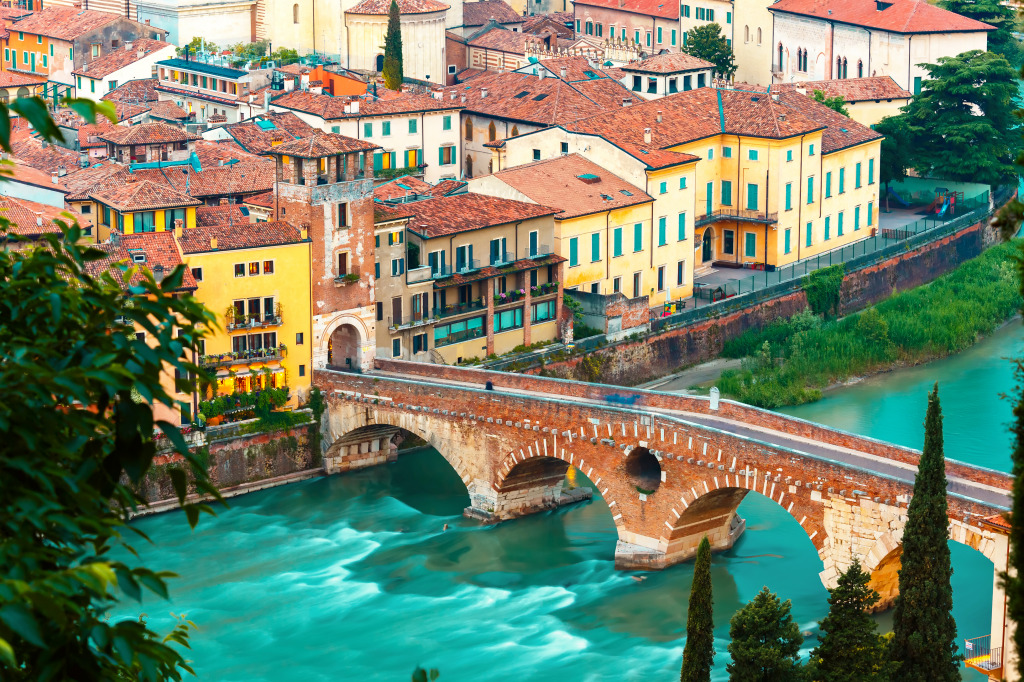 Ancient Roman Bridge Pietra, Verona, Italy jigsaw puzzle in Bridges puzzles on TheJigsawPuzzles.com