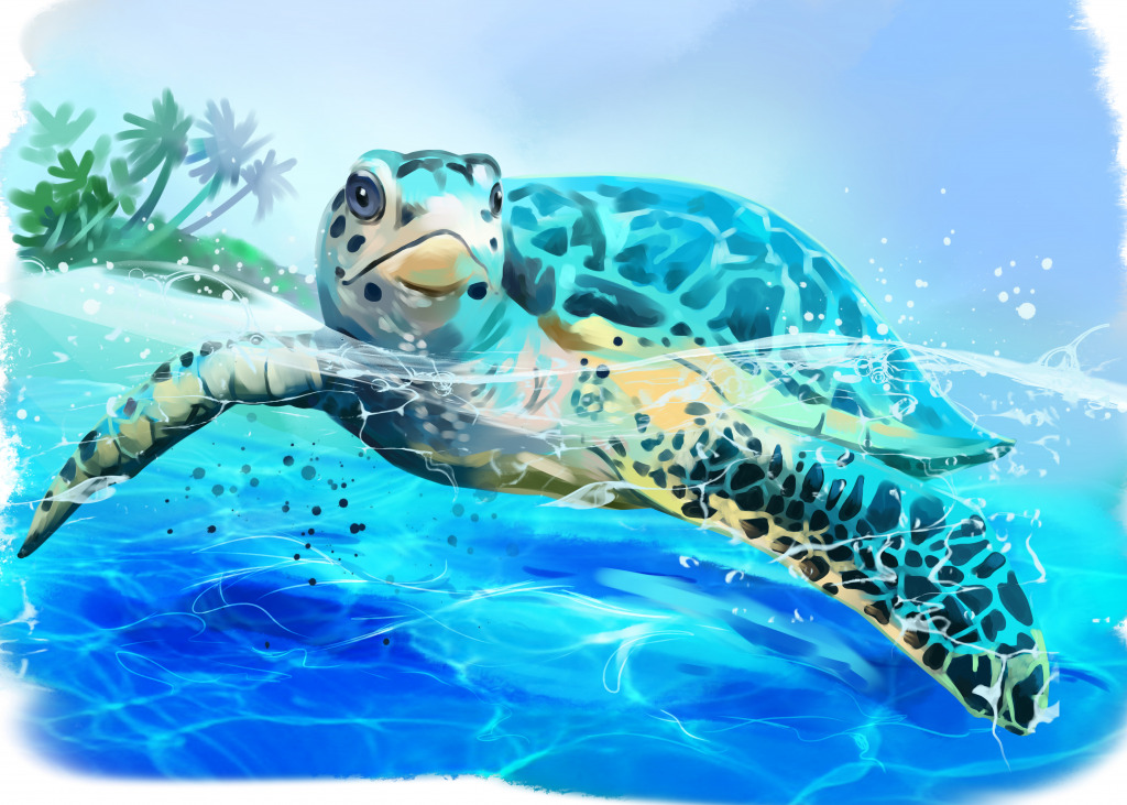 Sea Turtle Watercolor jigsaw puzzle in Under the Sea puzzles on TheJigsawPuzzles.com