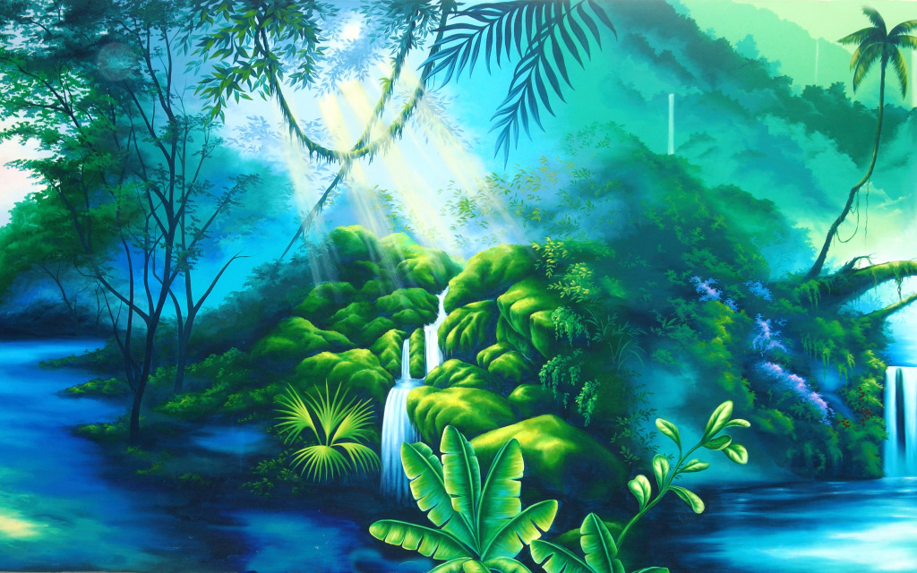 Waterfall in the Rainforest jigsaw puzzle in Waterfalls puzzles on TheJigsawPuzzles.com