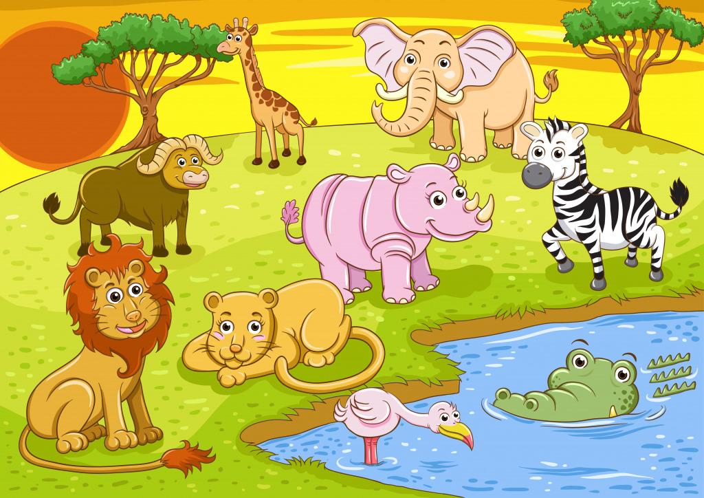 Afrikanische Tiere jigsaw puzzle in Tiere puzzles on TheJigsawPuzzles.com