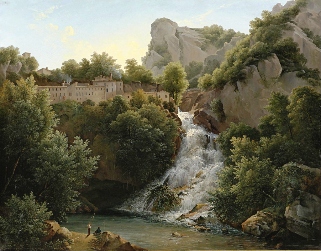 Landschaft mit einem Wasserfall jigsaw puzzle in Wasserfälle puzzles on TheJigsawPuzzles.com